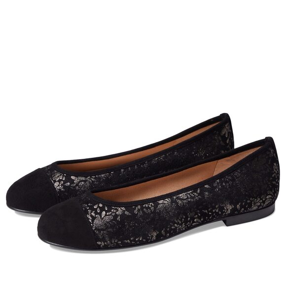 French Sole Kendall Pewter Floral Suede 9 M